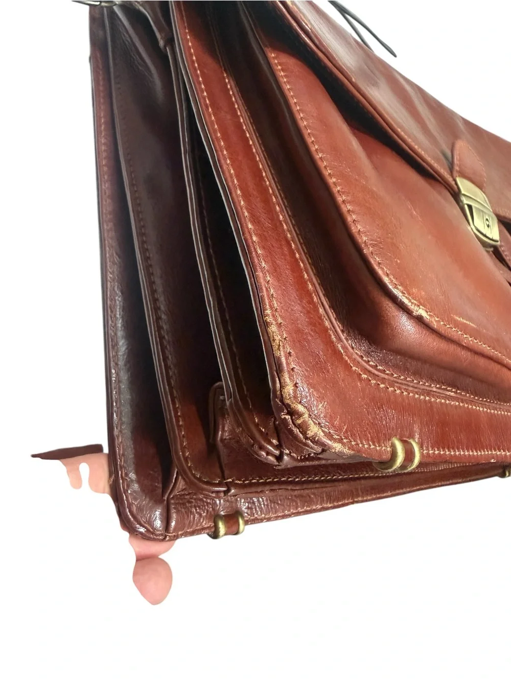 Leather Briefcase Messenger Bag in Brown - Classic Professional Carry
